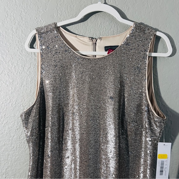 Vince Camuto SEQUIN SHIFT SHIMMER GOLD DRESS SIZE 14 NWT - Picture 2 of 6